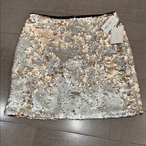 NWT STATE Glittering Mini Skirt - Silver and Gold